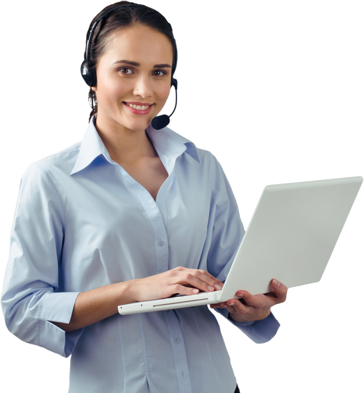 Woman Talking on Headset